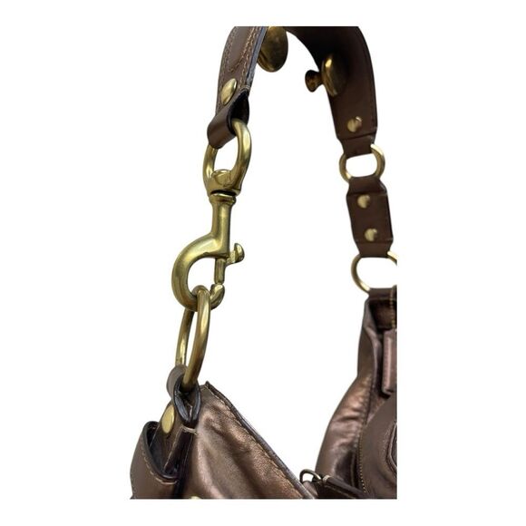 Coach Zoe Metallic Brown Leather Slouchy Shoulder Bag Gold Hardware Lined Y2K - Picture 3 of 15
